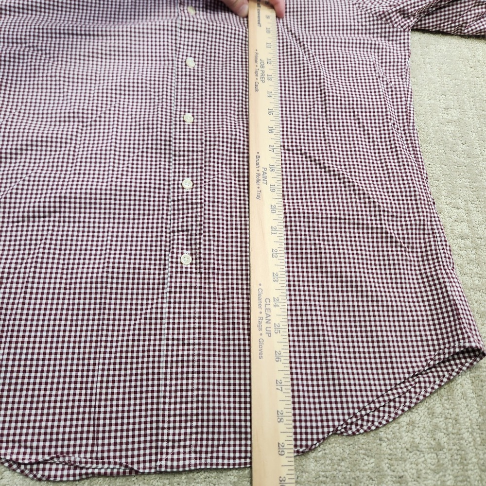 Polo Ralph Lauren Shirt Men Medium Gingham Check Maroon Button Down Classic Fit - Picture 7 of 9